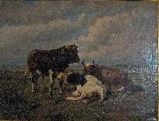 unknow artist Two cows and a bull oil painting reproduction